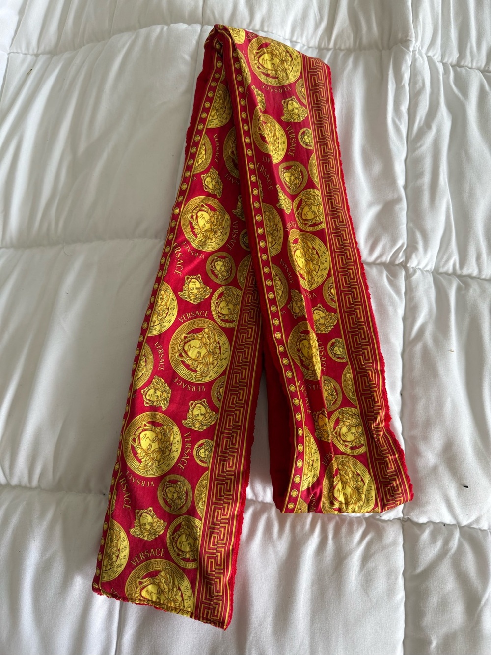 Versace Red Velvet Robe with Gold Medallion Trim - Picture 8 of 8